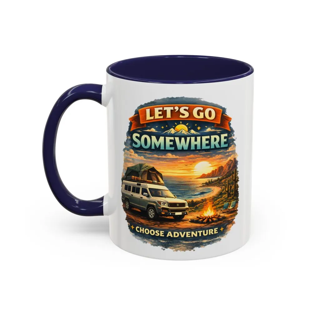 Accent Coffee Mug (11, 15oz) — "Lets Go Somewhere" Design Scenic-Line