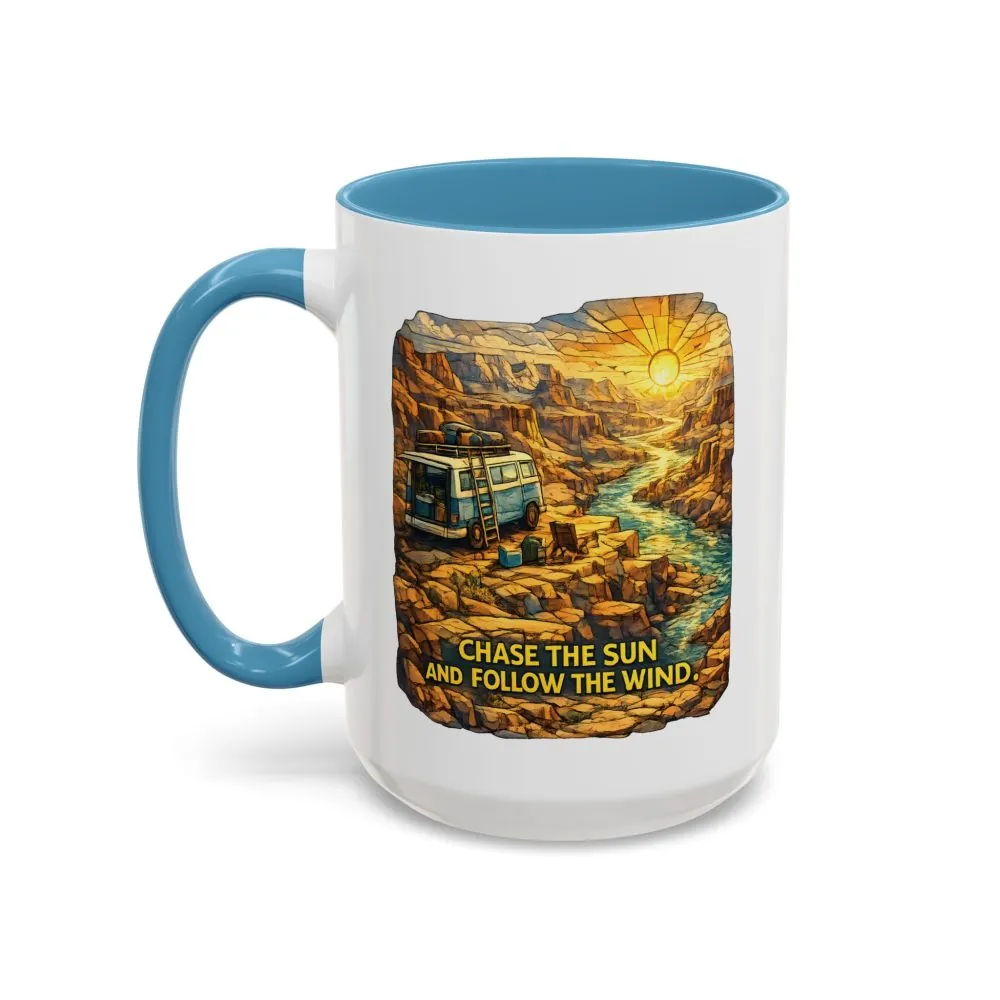 1549184608943986647_2048.jpeg Accent Coffee Mug (11, 15oz) — "Chase The Sun And Follow The Wind" Design Cubic-Line