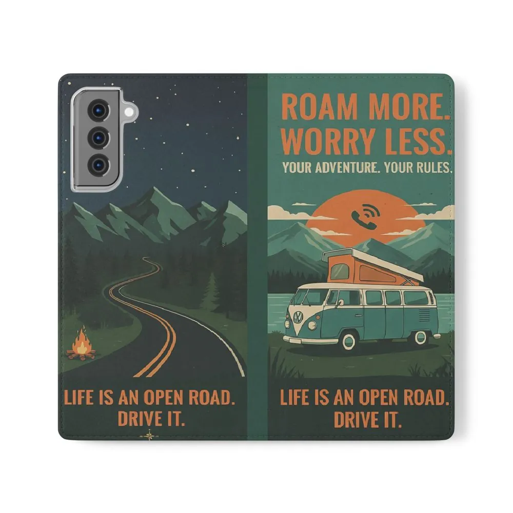 15503263018902967641_2048.jpeg Flip Phone Case — "Roam More Worry Less - Life Is An Open Road" Phone Wallet