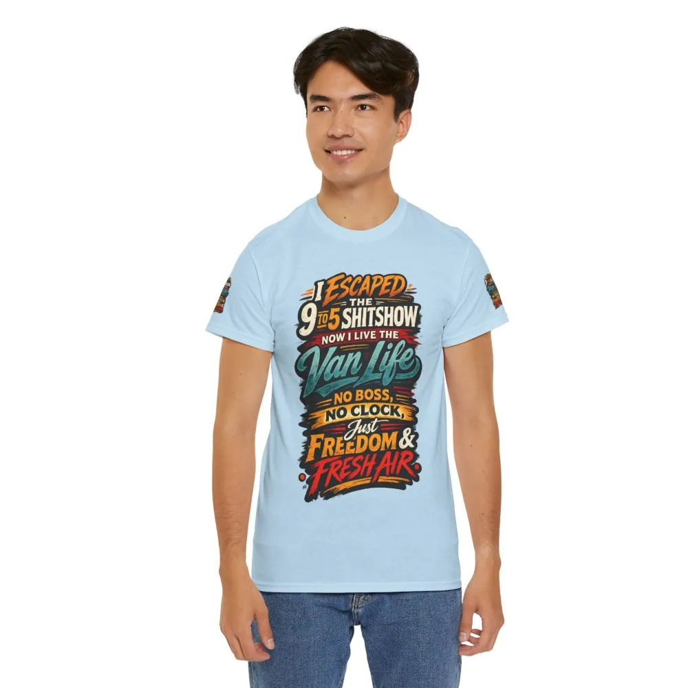 15503454663643397459_2048.jpeg Unisex Heavy Cotton Tee — "I Escaped The 9 To 5" Design F**K-Line