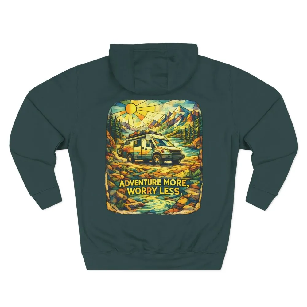 15513848930543661249_2048.jpeg Three-Panel Fleece Hoodie - "Adventure More Worry Less" Design Cubic-Line