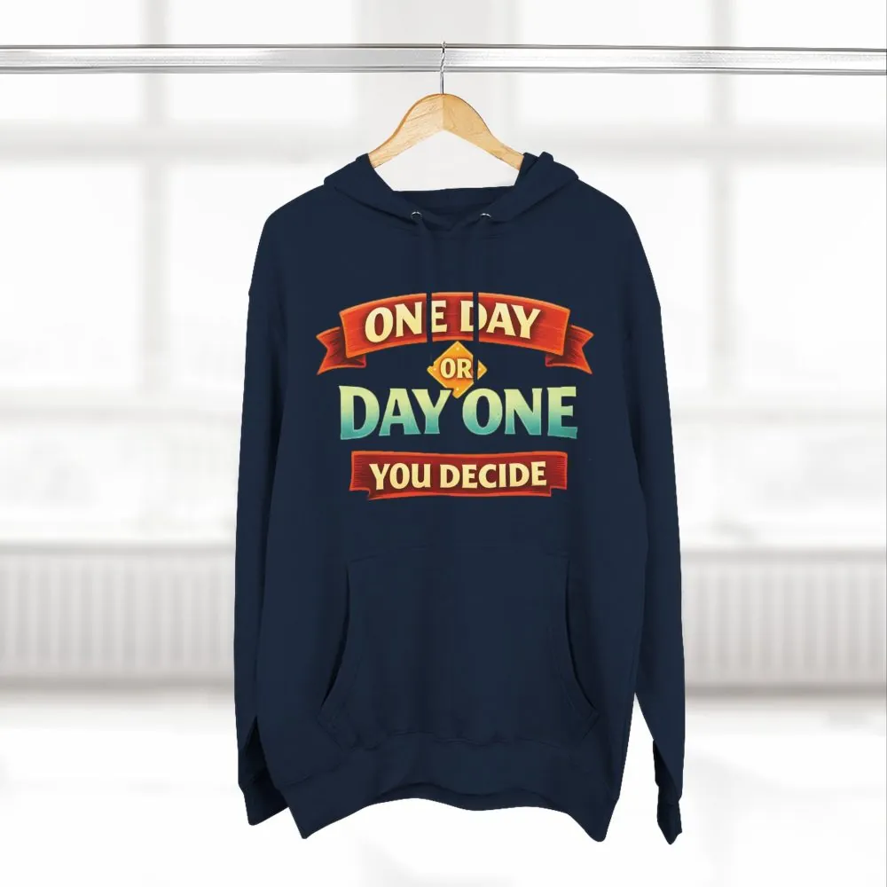 Three-Panel Fleece Hoodie - "One Day Or Day One" Design Scenic-Line