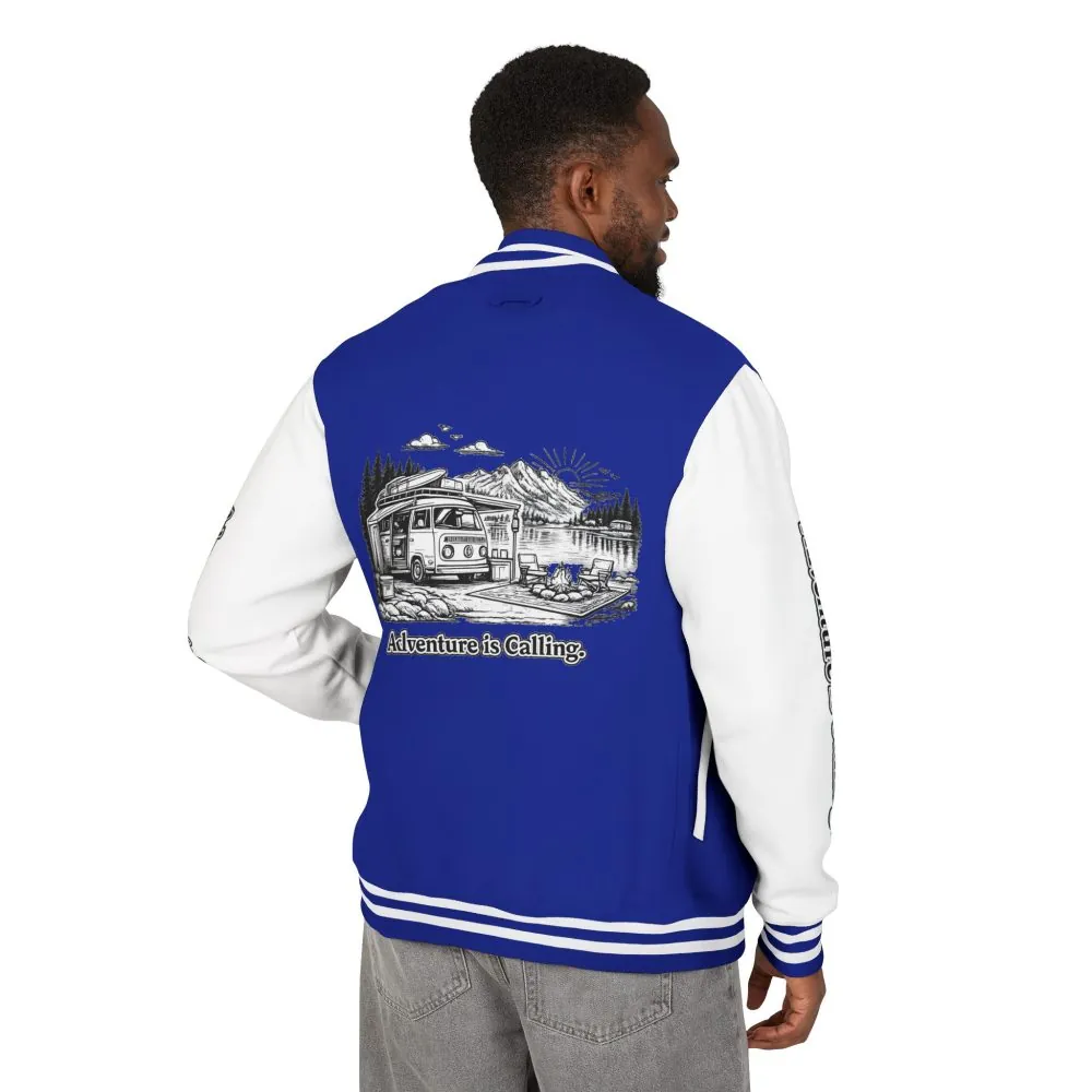 Unisex Heavyweight Letterman Jacket — "Adventure Is Calling" Travel Varsity Coat