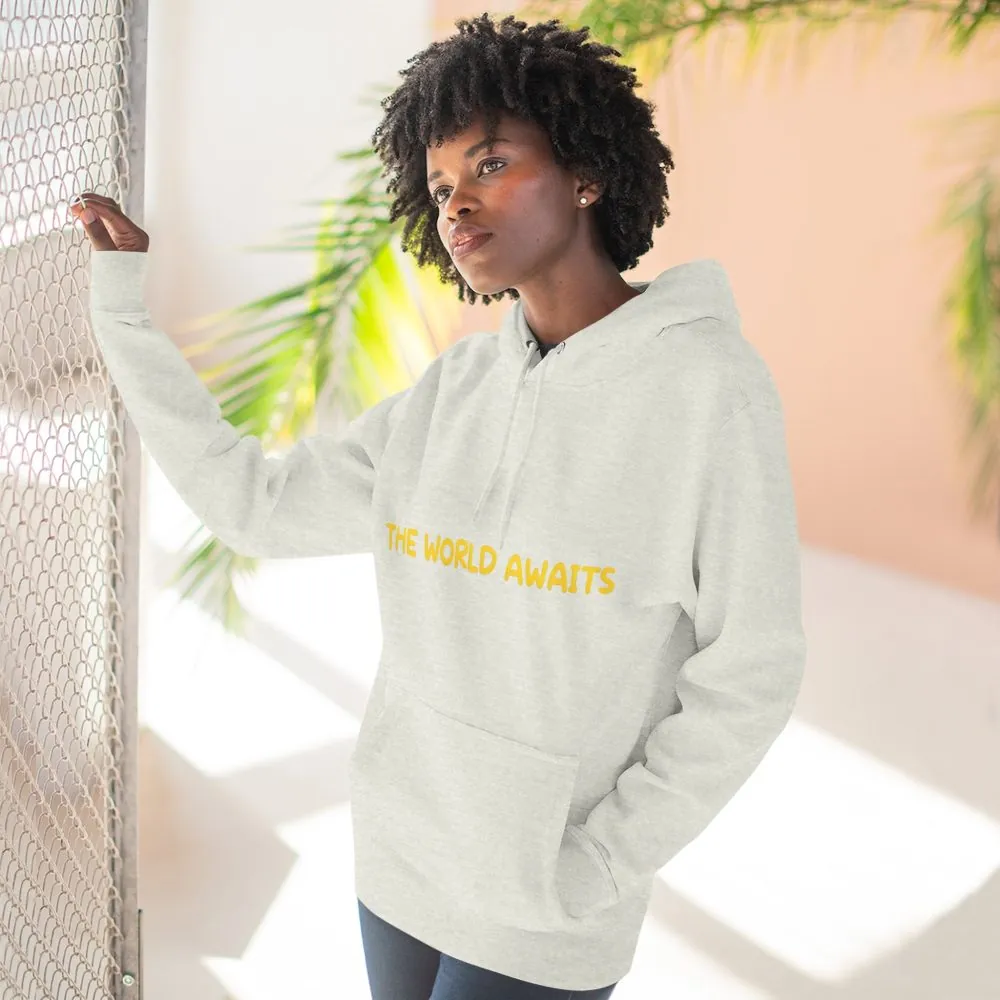 15529866042627244391_2048.jpeg Three-Panel Fleece Hoodie - "The World Awaits" Design Sitcom-Line