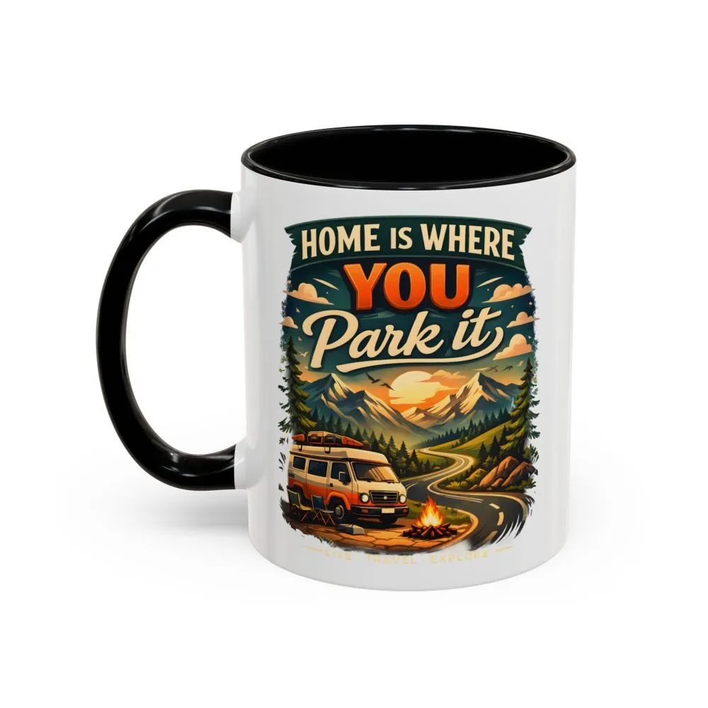 1554670216678492162_2048.jpeg Accent Coffee Mug (11, 15oz) — "Home Is Where You Park It" Design Scenic-Line