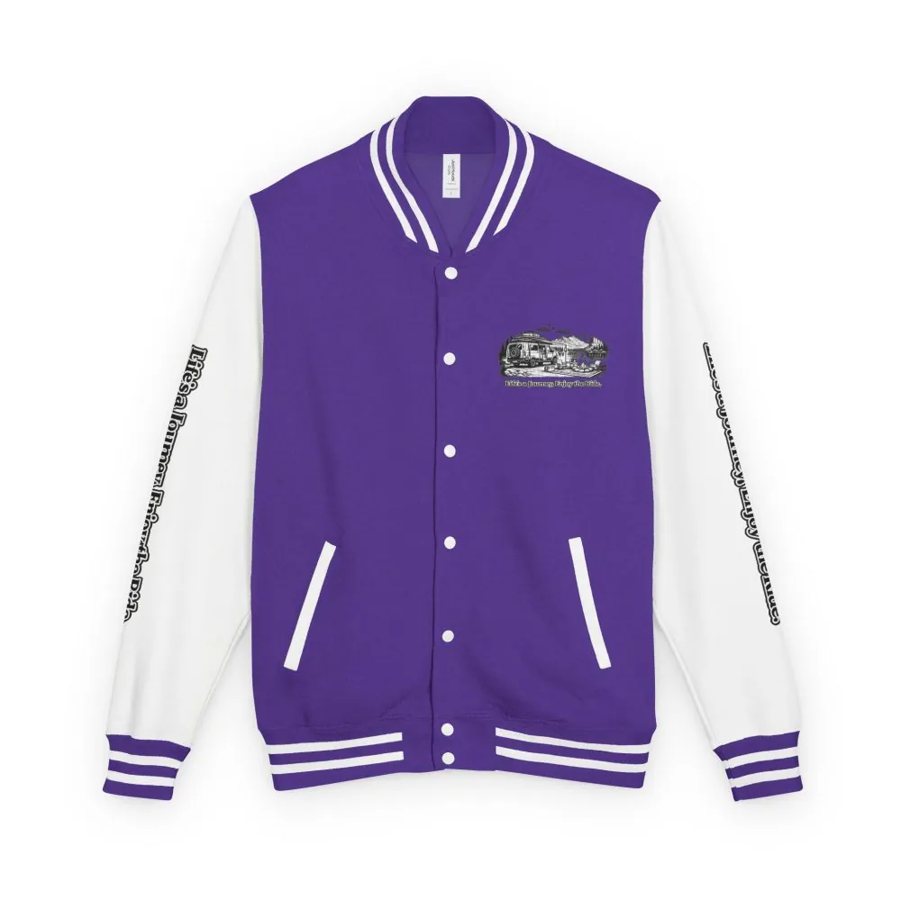 Unisex Heavyweight Letterman Jacket — "Lifes A Journey,Enjoy The Ride" Travel Varsity Coat