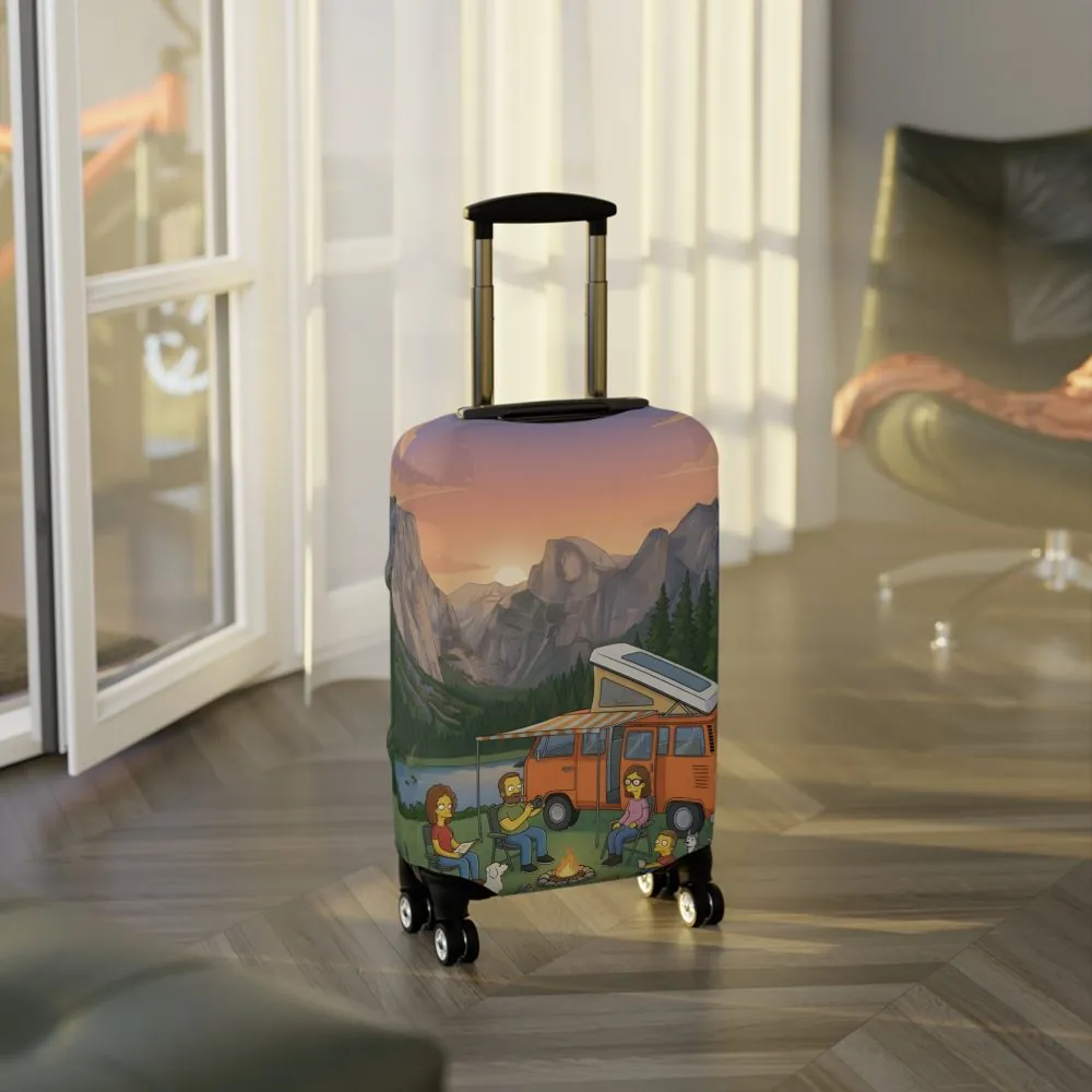 Luggage Cover — Adventure Camper Sketch Travel Suitcase(Design Sitcom-Line)