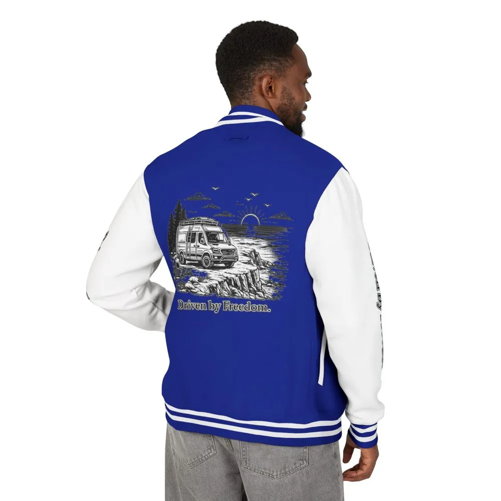 Unisex Heavyweight Letterman Jacket — "Driven By freedom" Travel Varsity Coat