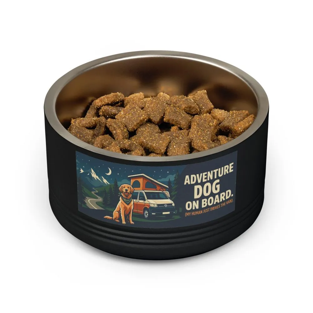 Pet Bowl — "Adventure Dog On Board " 18oz Camper & Hiking Dog Travel Bowl