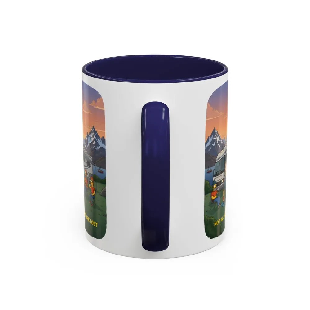 Accent Coffee Mug (11, 15oz) — "Not All Who Wander Are Lost" Design Sitcom-Line
