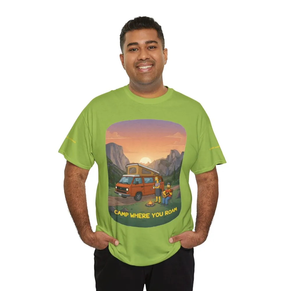 Unisex Heavy Cotton Tee — "Camp Where You Roam" Design Sitcom-Line