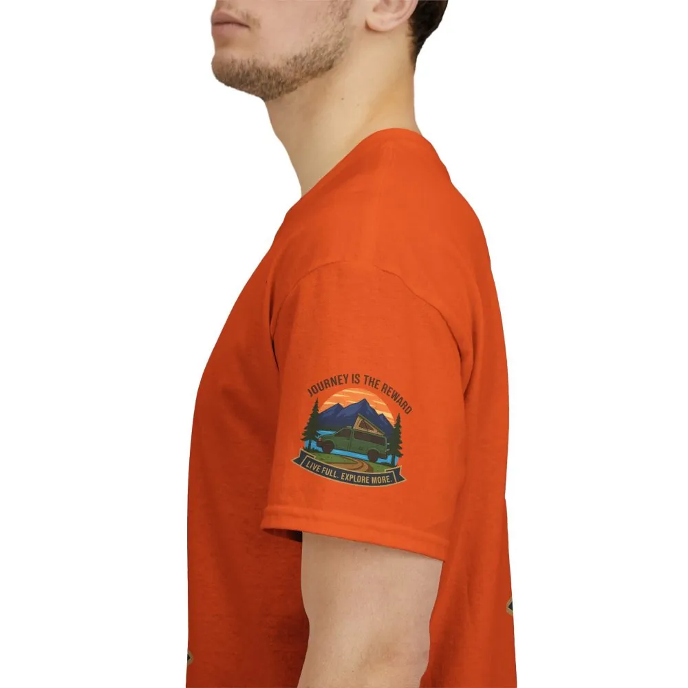 Unisex Heavy Cotton Tee  — "Journey Is The Reward Tee" Adventure Camper Van Graphic T-Shirt