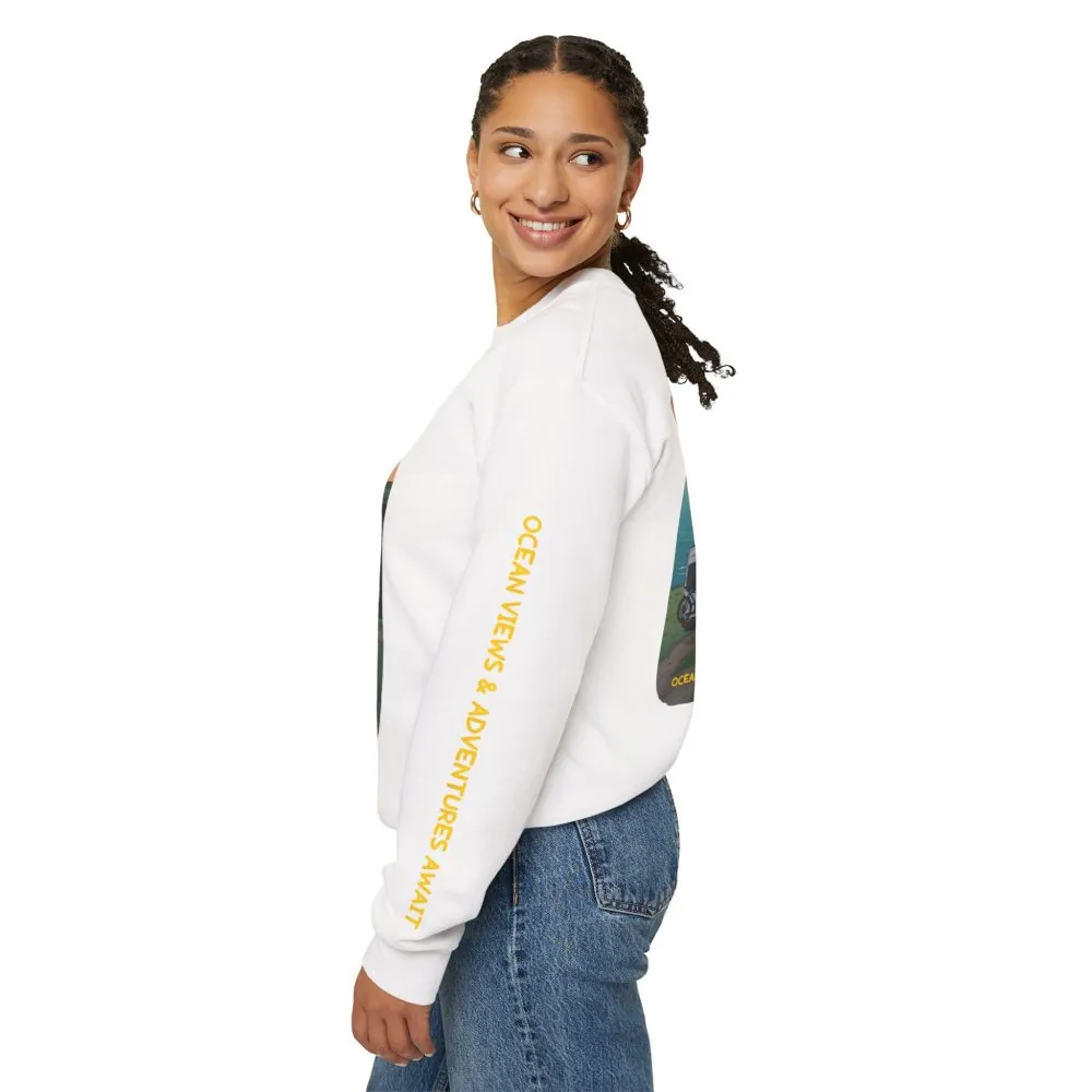 15593484230340326045_2048.jpeg Unisex Heavy Blend™ Crewneck Sweatshirt — "Ocean Views-Adventures Awaits" Design Sitcom-Line