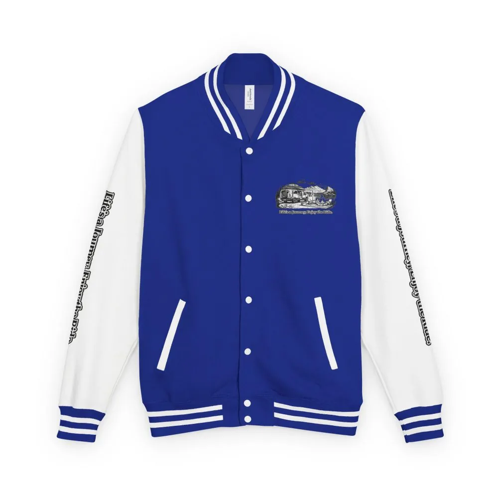 Unisex Heavyweight Letterman Jacket — "Lifes A Journey,Enjoy The Ride" Travel Varsity Coat