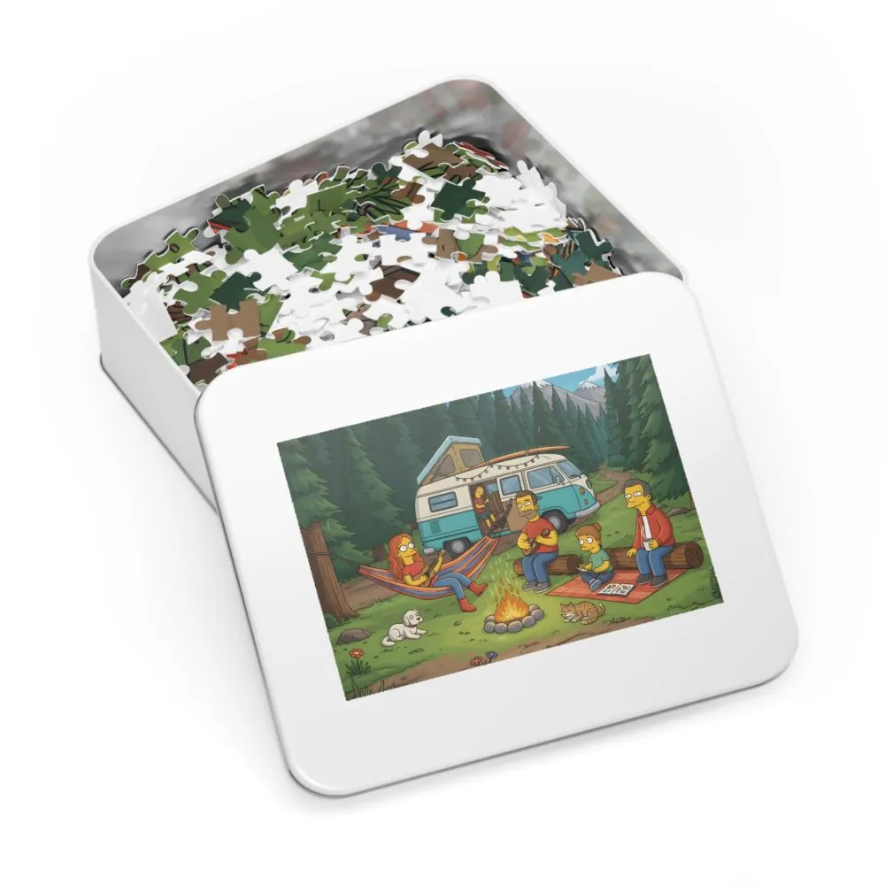 Jigsaw Puzzle with Tin — Scenic Campervan Campfire