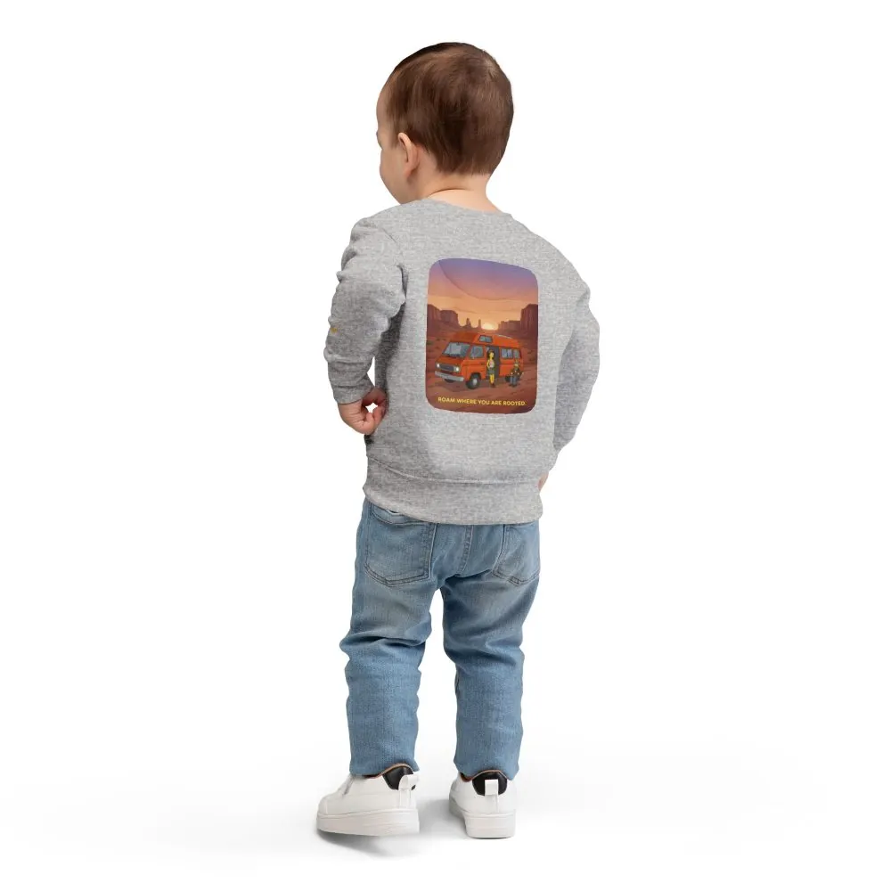 15607476186612640384_2048.jpeg Toddler Sweatshirt - "Roam Where You Are Rooted" (Design Sitcom-Line)