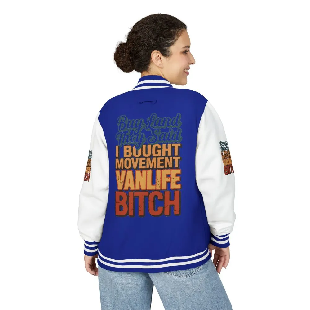 15618192661434232889_2048.jpeg Unisex Heavyweight Letterman Jacket — "Buy Land They Said" Design F**K-Line