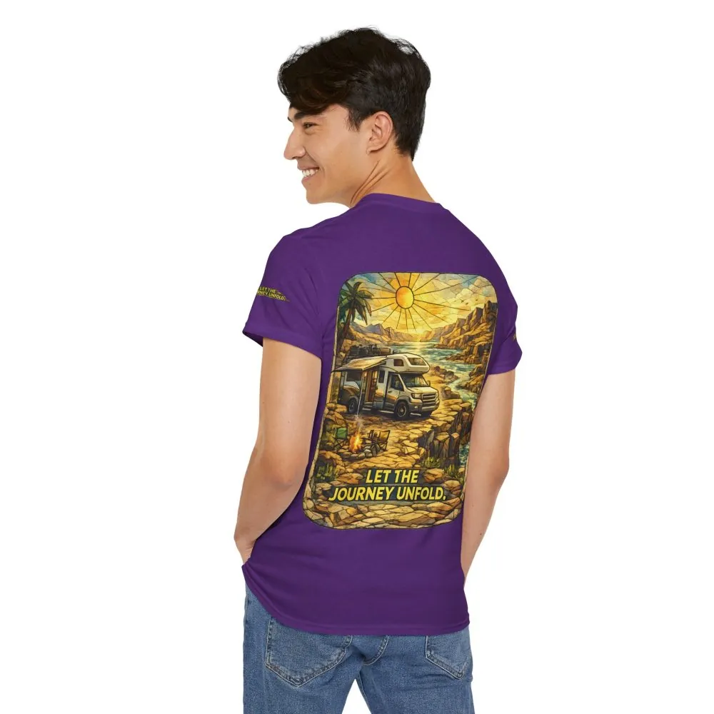 Unisex Heavy Cotton Tee — "Let The Journey Unfold" Design Cubic-Line