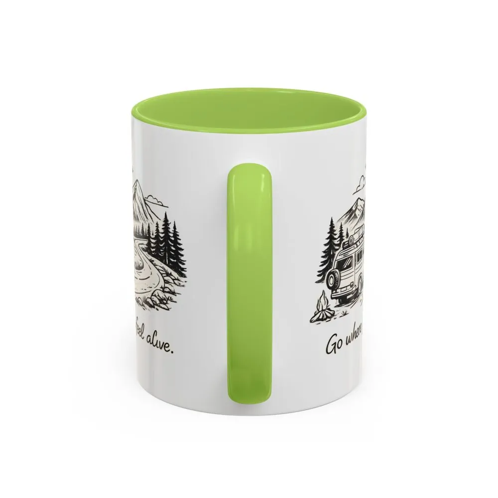 Accent Coffee Mug (11, 15oz) — "Go Where You Feel Alive" Design Minimal-Line
