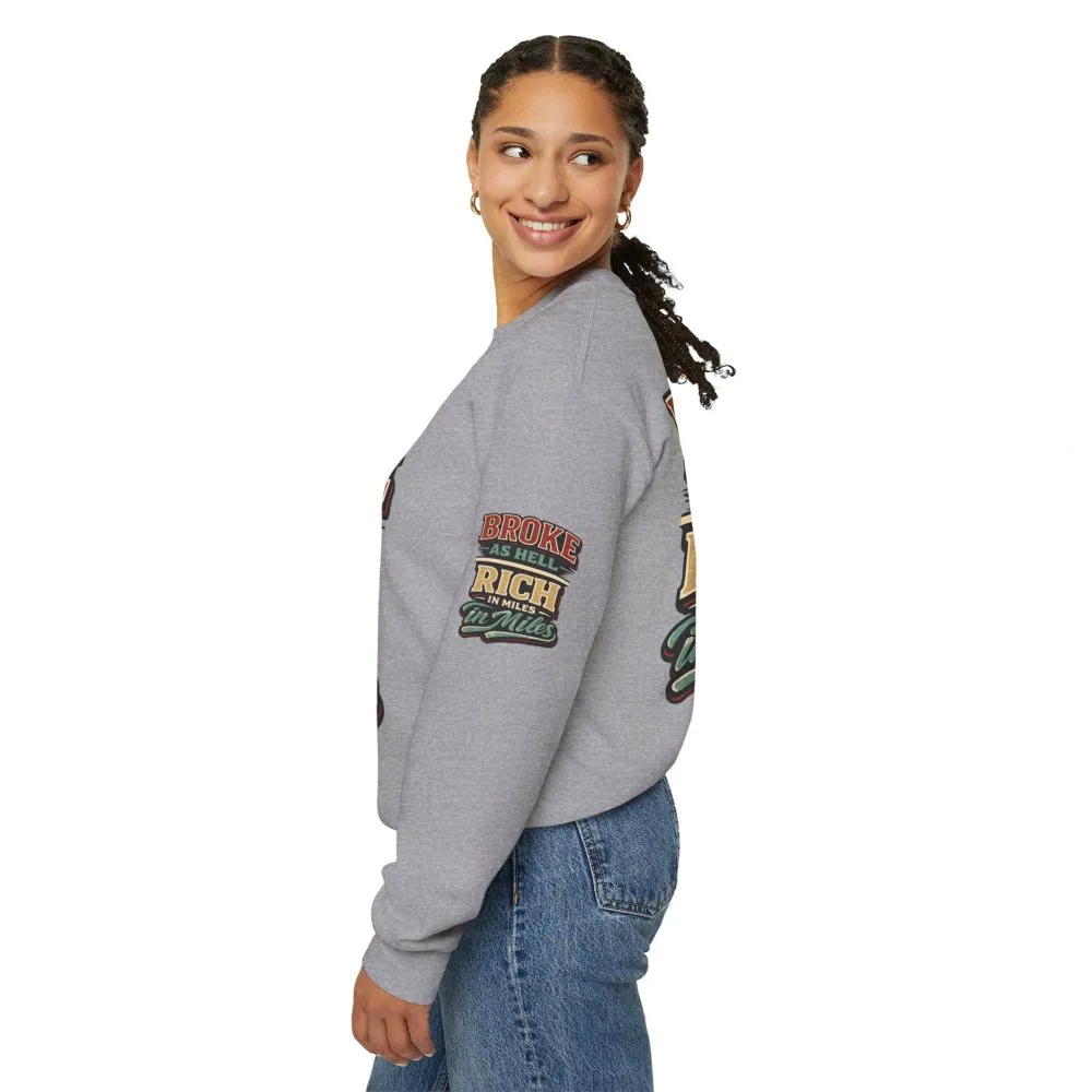 Unisex Heavy Blend™ Crewneck Sweatshirt — "Broke As Hell" Design F**K-Line