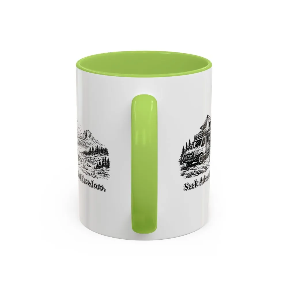 15664978636980370092_2048.jpeg Accent Coffee Mug (11, 15oz) — "Seek Adventure, Find Freedom" Design Minimal-Line