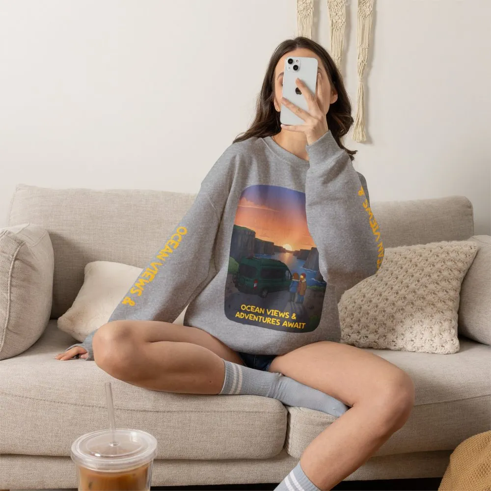 15667062885503008637_2048.jpeg Unisex Heavy Blend™ Crewneck Sweatshirt — "Ocean Views-Adventures Awaits" Design Sitcom-Line