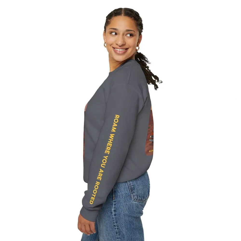 Unisex Heavy Blend™ Crewneck Sweatshirt — "Roam Where You Are Rooted" Design Sitcom-Line