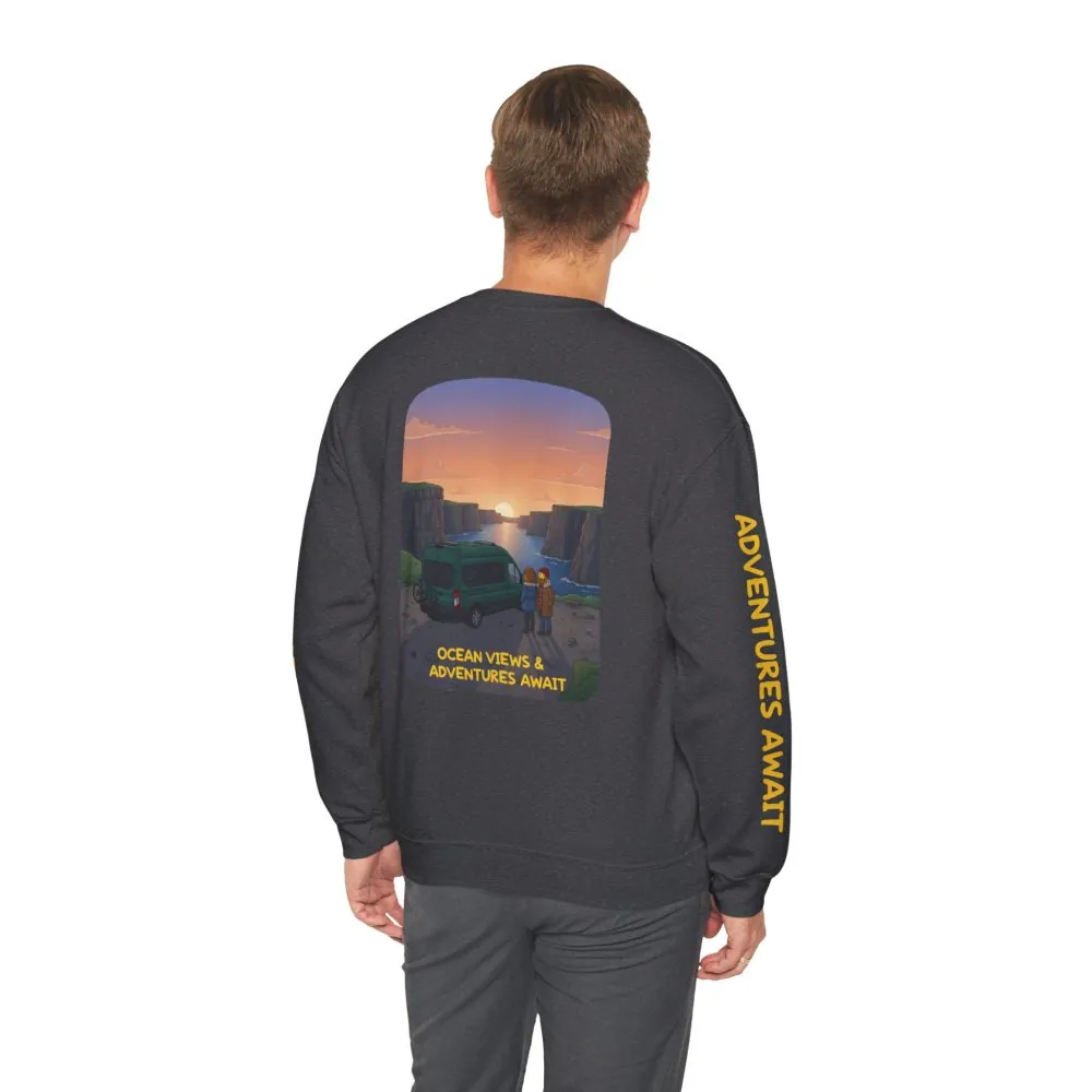 15685491108246886283_2048.jpeg Unisex Heavy Blend™ Crewneck Sweatshirt — "Ocean Views-Adventures Awaits" Design Sitcom-Line