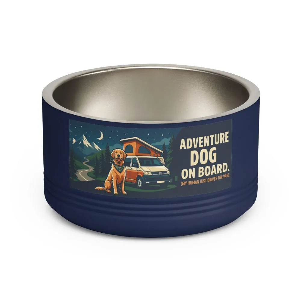 Pet Bowl — "Adventure Dog On Board " 18oz Camper & Hiking Dog Travel Bowl