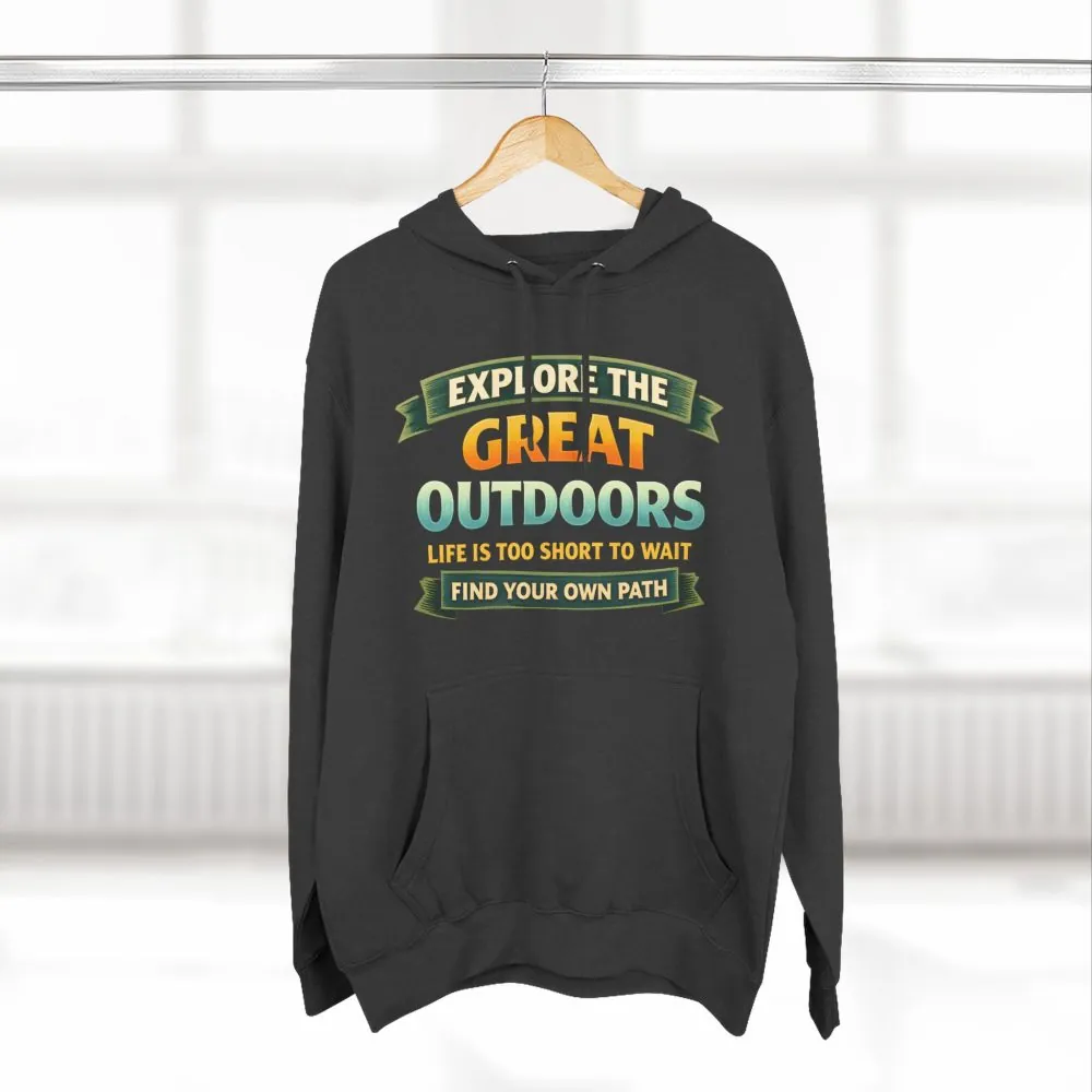 Three-Panel Fleece Hoodie - "Explore The Great Outdoors" Design Scenic-Line