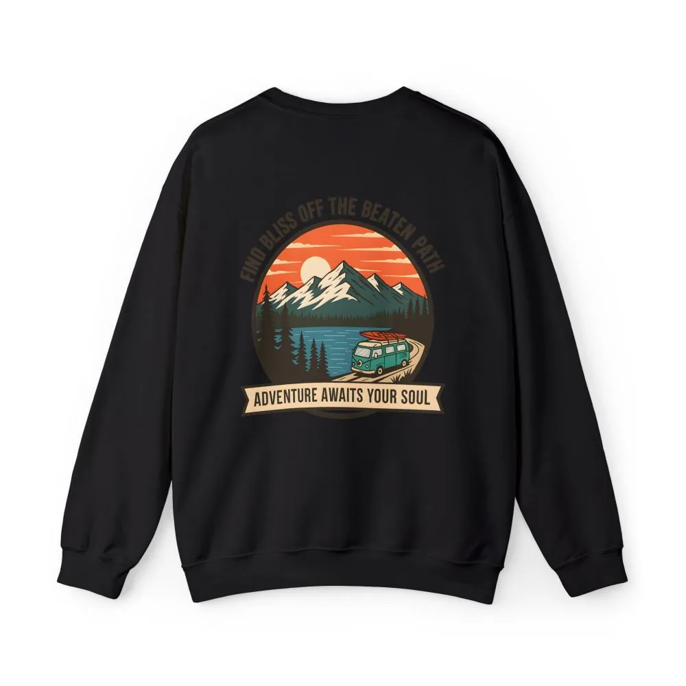 Crewneck Sweatshirt — "Adventure Awaits Your Soul" Mountain Van Design