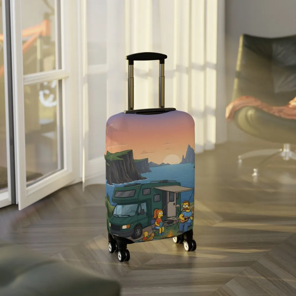 Luggage Cover — Adventure Camper Sketch Travel Suitcase(Design Sitcom-Line)