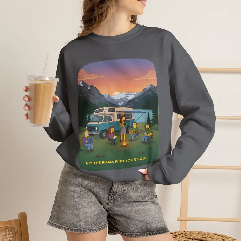 Unisex Heavy Blend™ Crewneck Sweatshirt — "Hit The Road-Find Your Soul" Design Sitcom-Line