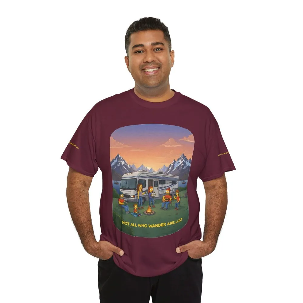 Unisex Heavy Cotton Tee — "Not All Who Wander Are Lost" Design Sitcom-Line