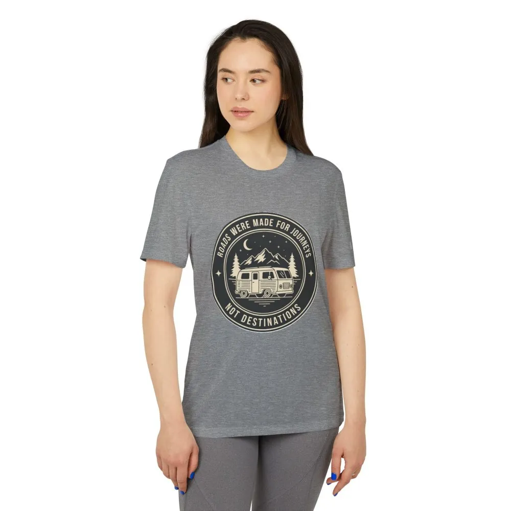 T-Shirt(Adidas) — 'ROAD WHERE MADE FOR JOURNEYS-NOT DESTINATIONS' (font + back printed) Brand Adidas