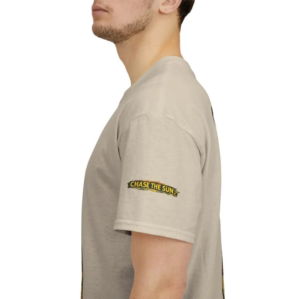 Unisex Heavy Cotton Tee — "Chase The Sun" Design Cubic-Line