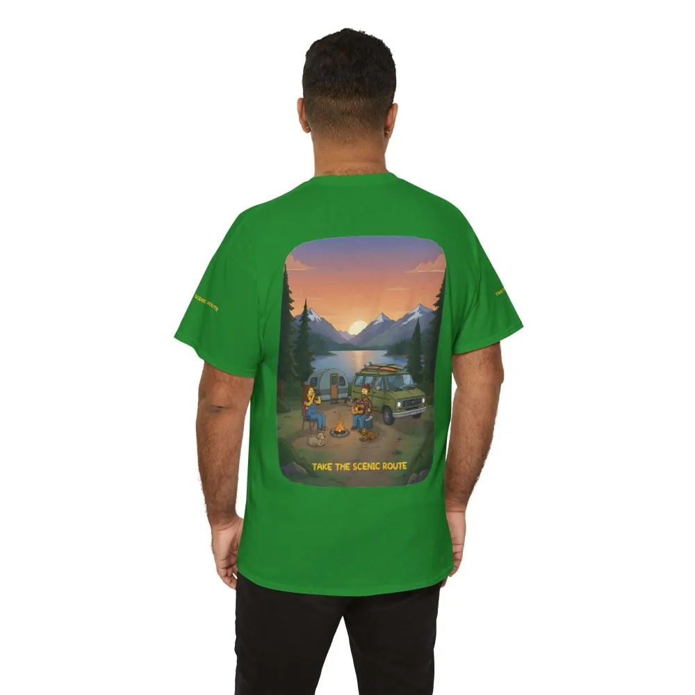 Unisex Heavy Cotton Tee — "Take The Scenic Route" Design Sitcom-Line
