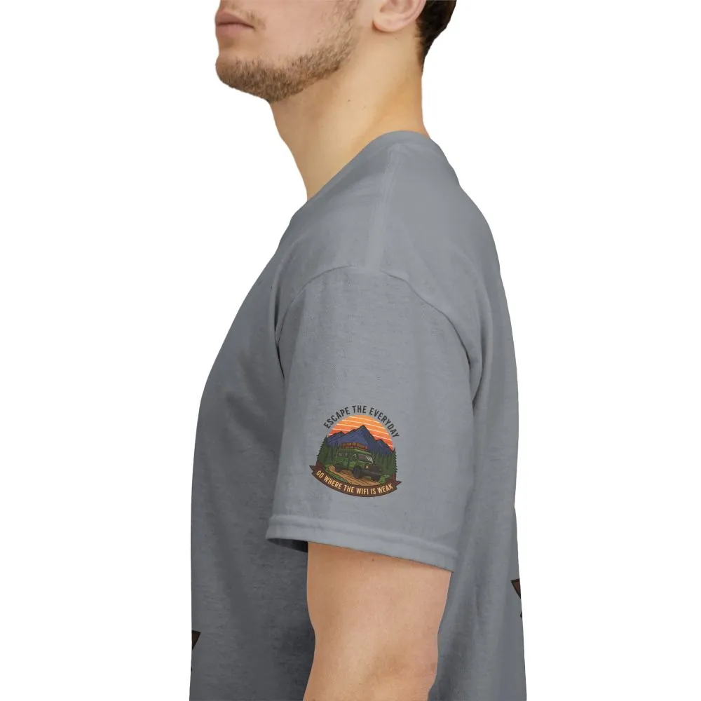 Unisex Heavy Cotton Tee — "Go Where the WiFi Is Weak" Adventure Shirt
