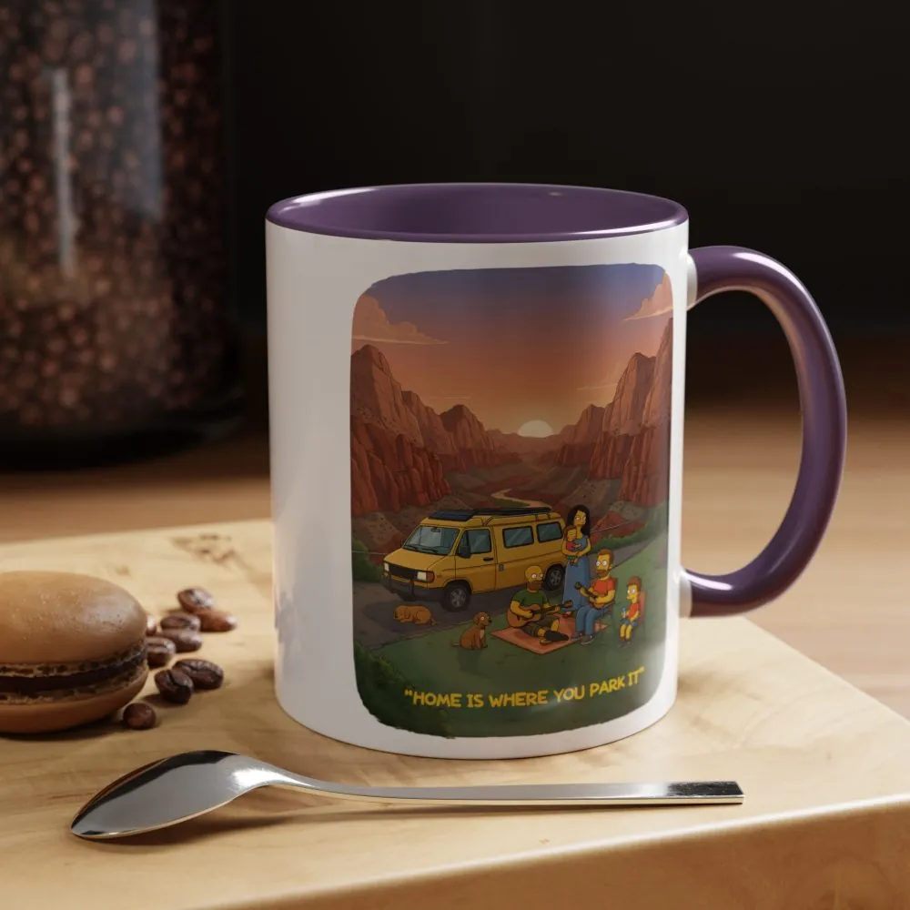 Accent Coffee Mug (11, 15oz) — "Home Is Where You Park It" Design Sitcom-Line