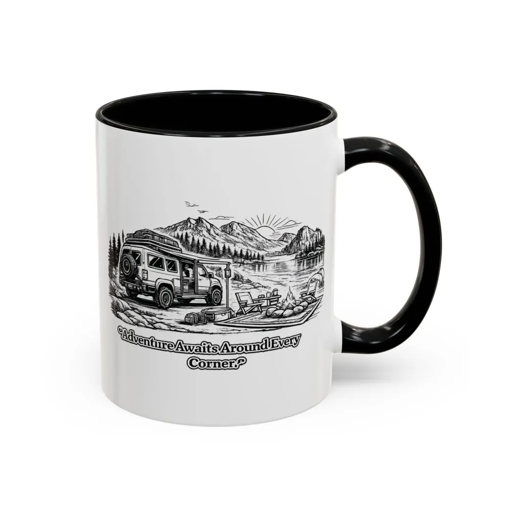 15763567502993706997_2048.jpeg Accent Coffee Mug (11, 15oz) — "Adventure Awaits Around Every Corner" Design Minimal-Line