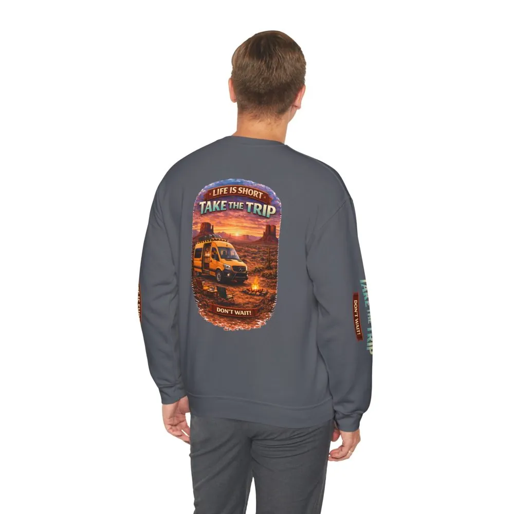 Unisex Heavy Blend™ Crewneck Sweatshirt — "Life Is To Short-Take The Trip" Design Scenic-Line