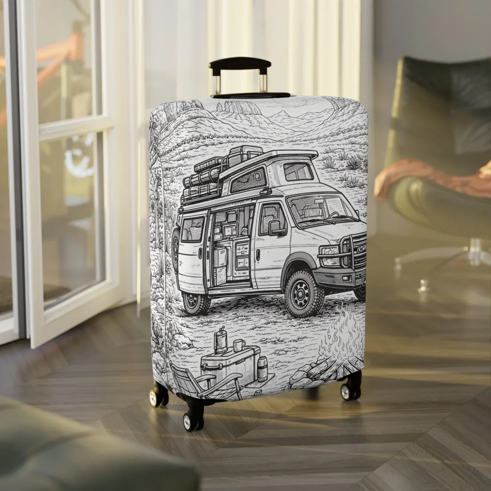 15778288021970296647_2048.jpeg Luggage Cover — Adventure Camper Sketch Travel Suitcase