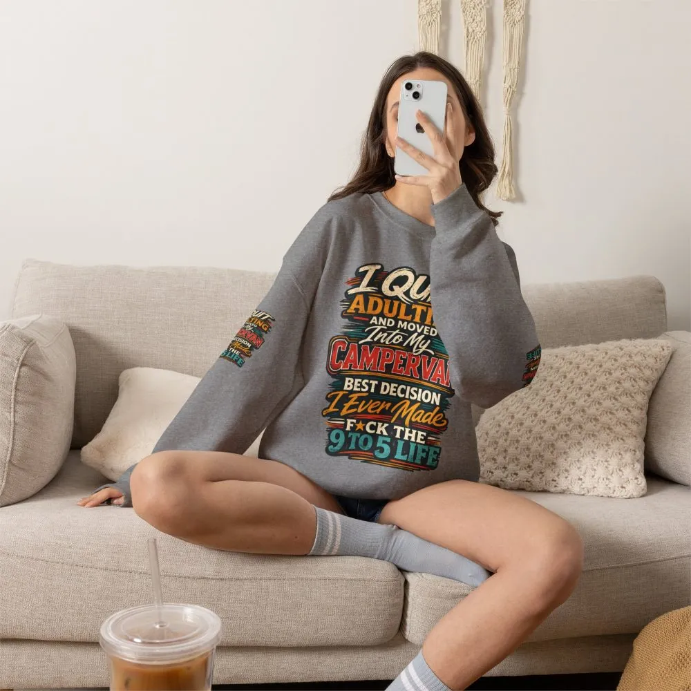 Unisex Heavy Blend™ Crewneck Sweatshirt — "I Quit Adulting" Design F**K-Line
