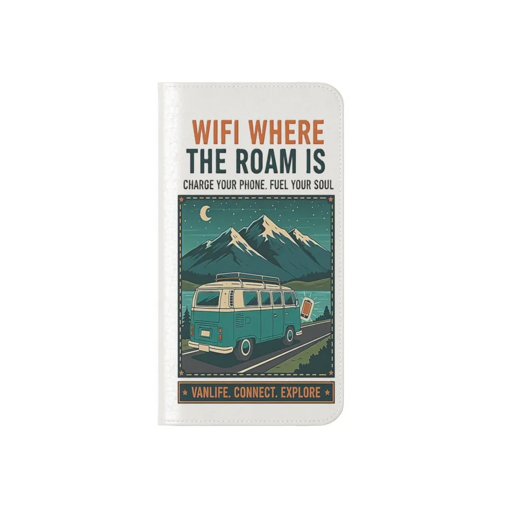 15783120482076170922_2048.jpeg Flip Phone Case — “WiFi Where the Roam Is” Vanlife Wallet Case