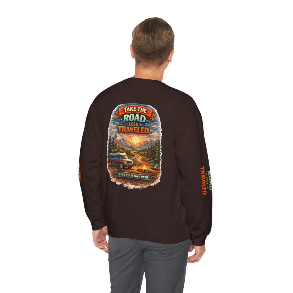 15793814275081626165_2048.jpeg Unisex Heavy Blend™ Crewneck Sweatshirt — "Take The Road Less Traveled" Design Scenic-Line