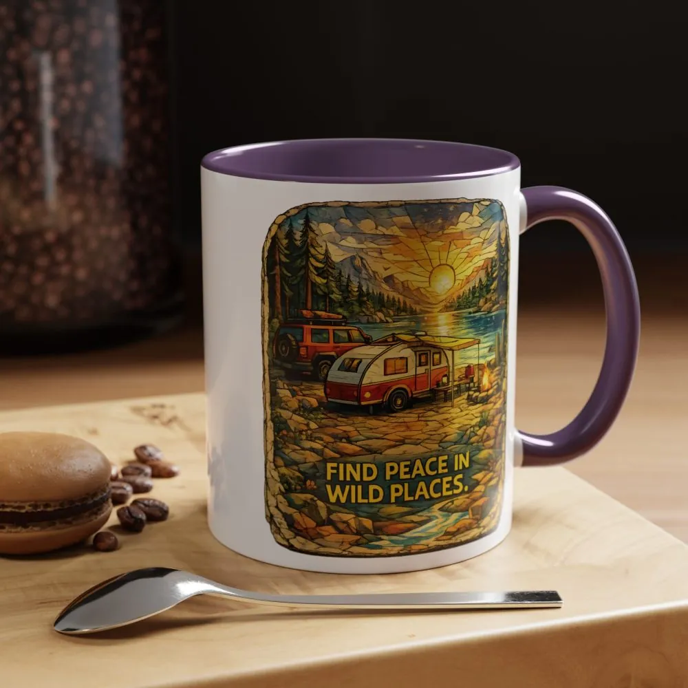 15797213050599467041_2048.jpeg Accent Coffee Mug (11, 15oz) — "Find Peace In Wild Places" Design Cubic-Line