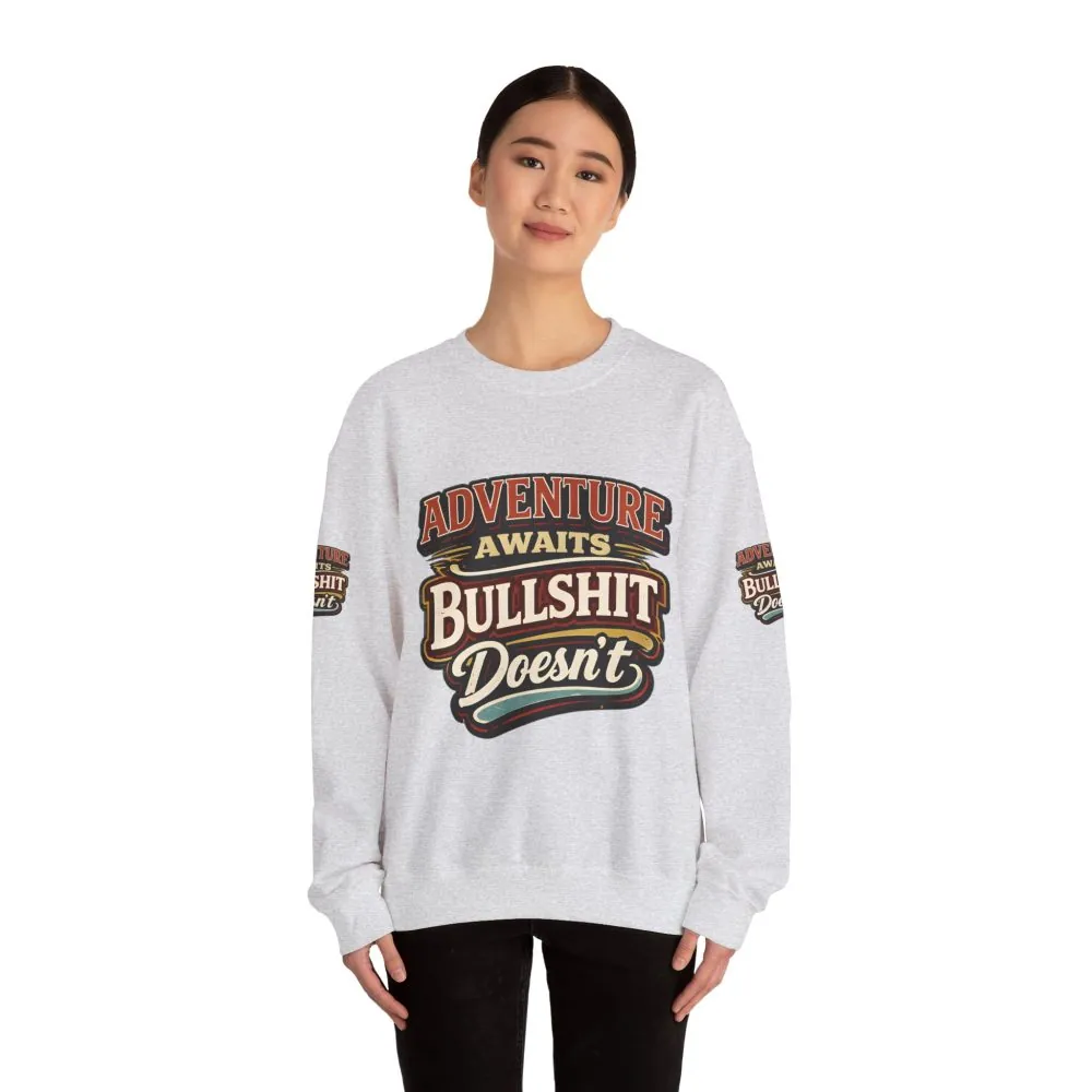 Unisex Heavy Blend™ Crewneck Sweatshirt — "Adventure Awaits" Design F**K-Line