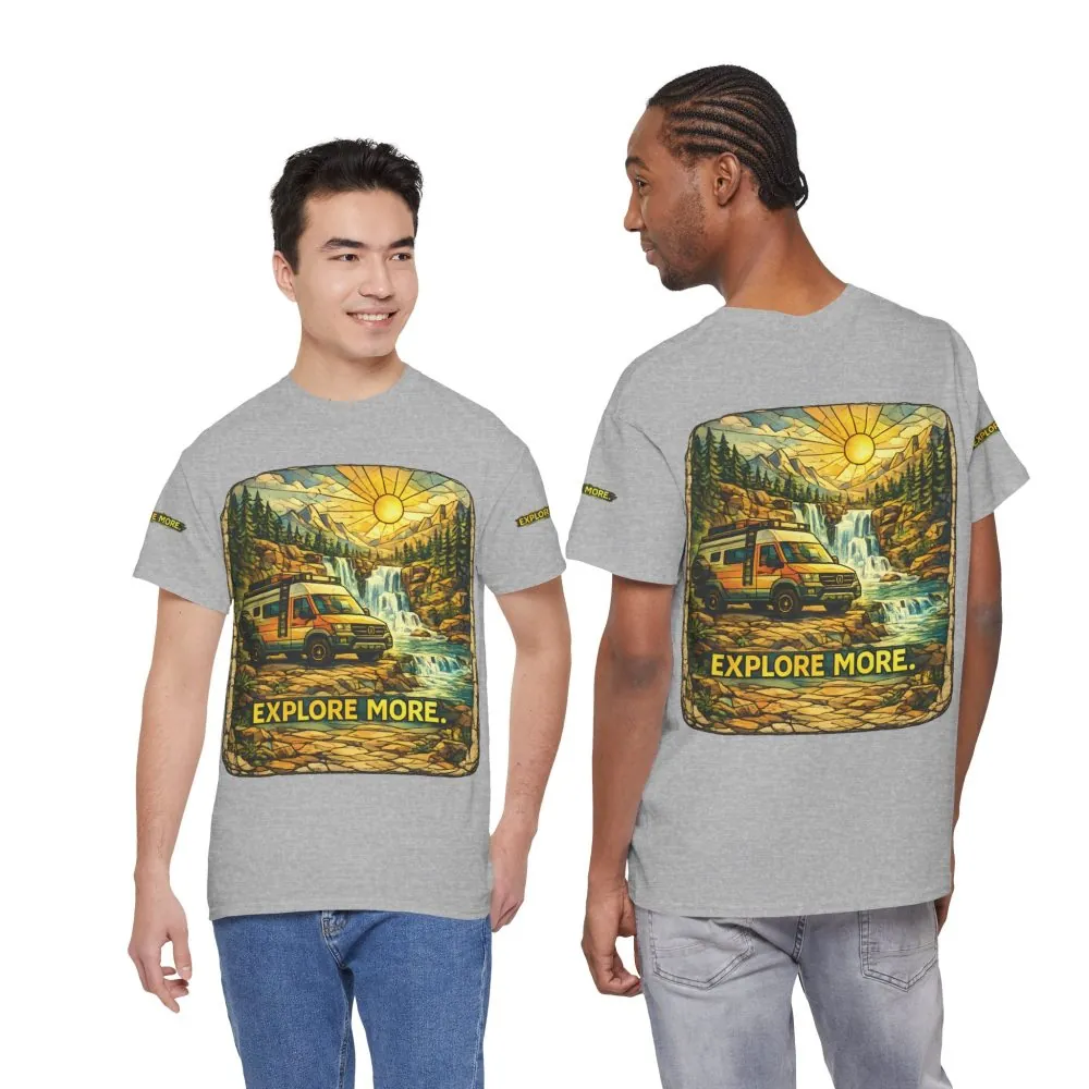 Unisex Heavy Cotton Tee — "Explore More" Design Cubic-Line