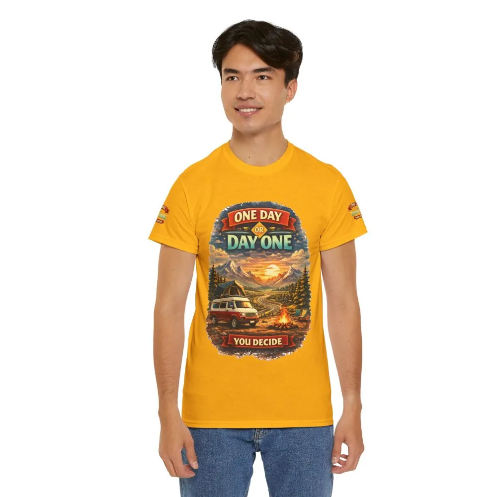 15813324744650223674_2048.jpeg Unisex Heavy Cotton Tee — "One Day Or Day One" Design Scenic-Line