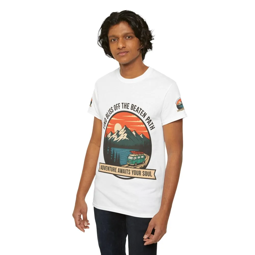 15818270417657240533_2048.jpeg Unisex Heavy Cotton Tee — "Find Bliss Off the Beaten Path" Mountain & Camper T‑Shirt